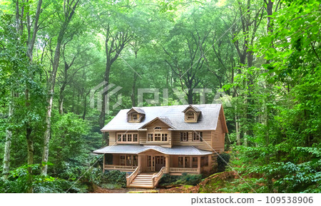 森林中建造的富別墅式豪宅“AI生成圖像” 森林中建造的富別墅式豪宅“AI生成圖像” 109538906