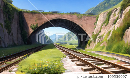 有鐵軌和橋樑的風景 有鐵軌和橋樑的風景 109539097