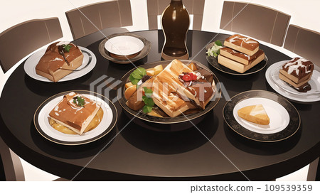 桌子上擺滿了美味佳餚 桌子上擺滿了美味佳餚 109539359