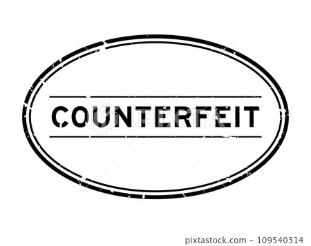 Grunge black counterfeit word oval rubber stamp in white background 109540314