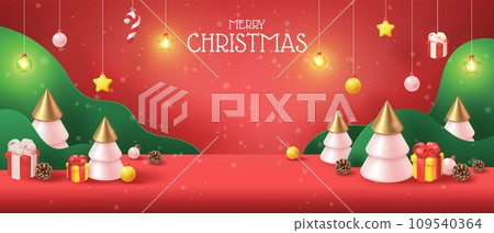 Merry Christmas background. 3d banner with xmas... - Stock Illustration ...