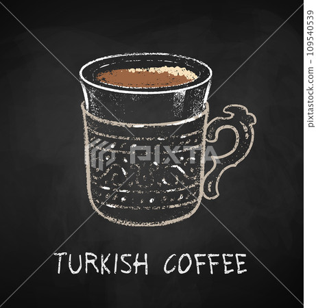 Turkish Coffee cup on black chalkboard 109540539