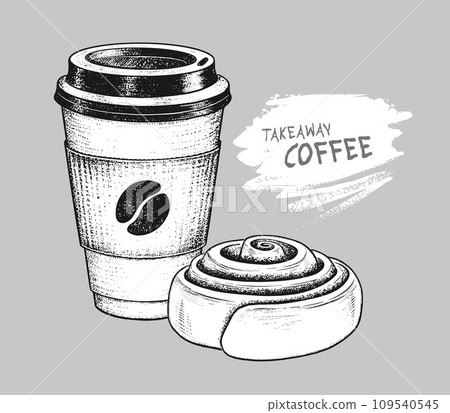 Coffee paper cup with Cinnamon Roll Coffee paper cup with Cinnamon Roll 109540545