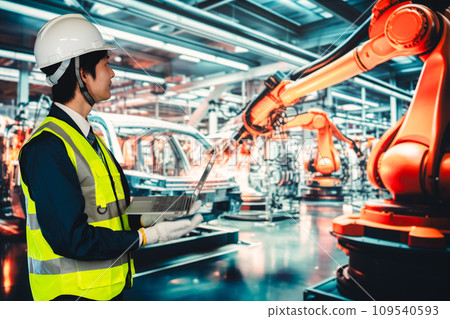 A man checking the factory production line 109540593