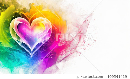 AI生成圖像：七彩心形背景素材 109541419