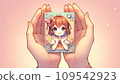 Hand holding cute girl card 109542923