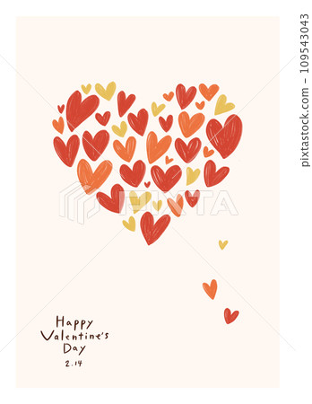 由小愛心製成的心形標記的插圖手寫觸摸可愛材料 由小愛心製成的心形標記的插圖手寫觸摸可愛材料 109543043