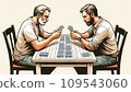 Two adults fight in a card game 109543060