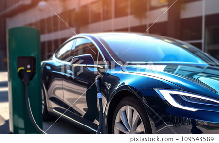 Electric Car on Charging. Charge an Electric Car.  109543589
