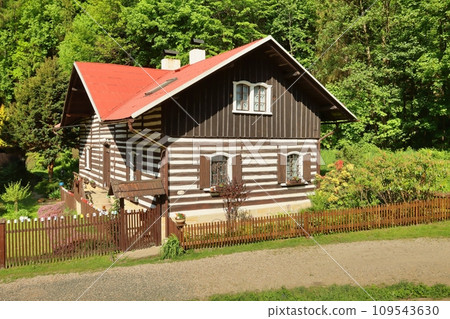 Beautiful wooden cottage in Czech republic Beautiful wooden cottage in Czech republic 109543630