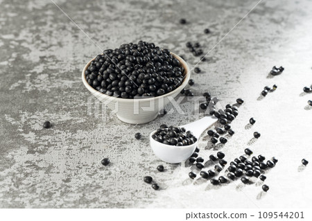 Black beans on gray background 109544201