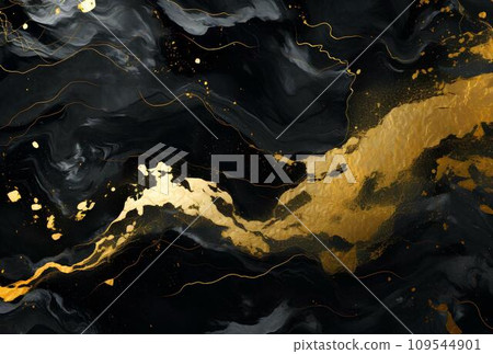 Marbled black gold abstract background. Liquid marble ink pattern. abstract paint mixing in watercolor Marbled black gold abstract background. Liquid marble ink pattern. abstract paint mixing in watercolor 109544901