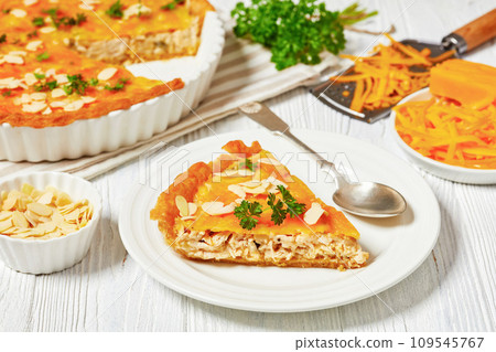 Pineapple Chicken Pie with almonds and cheese 109545767