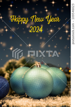 New Year's toys, decorations and other items on a blue abstract background. New Year's toys, decorations and other items on a blue abstract background. 109546023