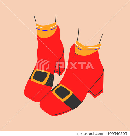 Christmas and New Year Santa costume shoes.Vector 109546205