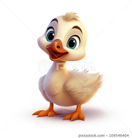 Adorable little gosling looked up with eyes in cartoon style. Adorable little gosling looked up with eyes in cartoon style. 109546404