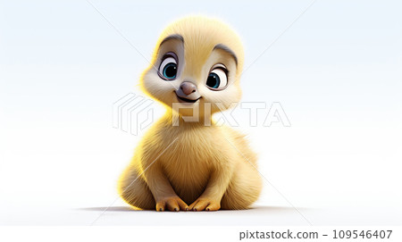Cute cartoon animal on a white background. Abstract yellow character. 109546407
