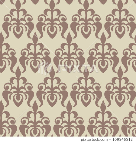 Seamless vintage pattern with curls. Wallpaper in the style of Baroque. Floral ornament. Ethnic tribal background. Vector illustration, template design for cloth, packaging, card, fabric Seamless vintage pattern with curls. Wallpaper in the style of Baroque. Floral ornament. Ethnic tribal background. Vector illustration, template design for cloth, packaging, card, fabric 109546512