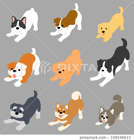 A simple and cute dog illustration set that invites you to play. No main lines. 109546615