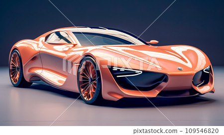 AI-generated content. 2024 peach color luxury sport car, banner 109546820