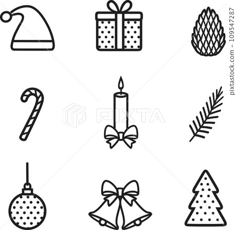Christmas design elements line icon. 109547287