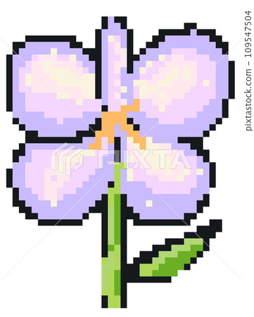 Pixel flowers. Pixel art flowers for pattern, background, decoration. Pixelated pink flowers elements illustration  109547504