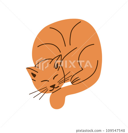 Hand drawn cute lying domestic cat Hand drawn cute lying domestic cat 109547548
