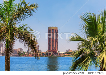 Modern buildings of Cairo on the bank of the Nile river, Egypt 109547978