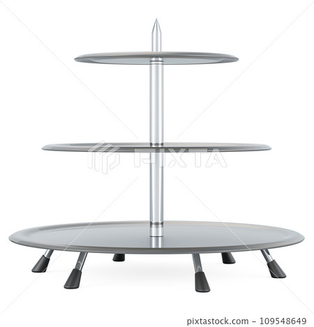 Cake or Cupcake Stand, Metallic Cupcake Tower Tree, 3D rendering Cake or Cupcake Stand, Metallic Cupcake Tower Tree, 3D rendering 109548649