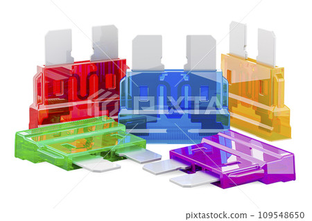 Car Blade Fuses, mini size replacement fuses for vehicles. 3D rendering 109548650