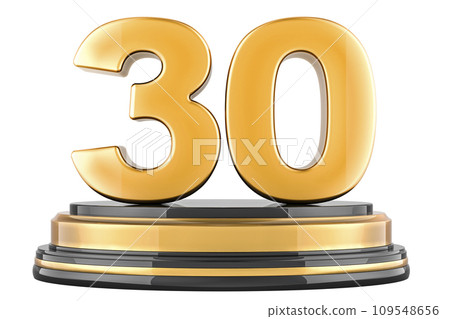 Golden 30 podium, award concept. 3D rendering Golden 30 podium, award concept. 3D rendering 109548656