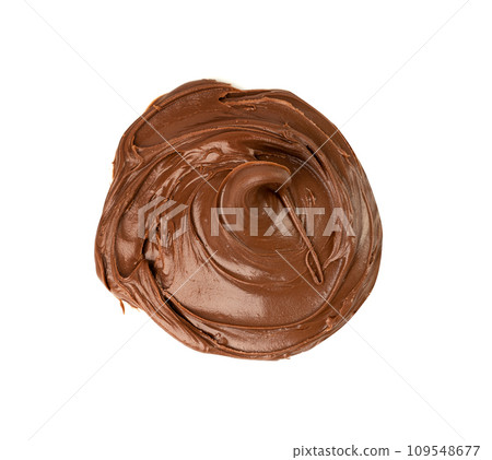 Chocolate Smear Isolated, Melted Chocolate Texture on White Background, Chocolate Sauce Pattern 109548677