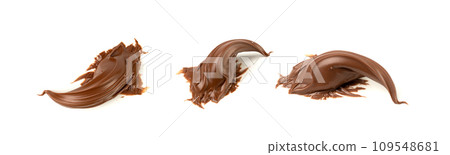 Chocolate Smear Isolated, Melted Chocolate Texture on White Background, Chocolate Sauce Pattern Chocolate Smear Isolated, Melted Chocolate Texture on White Background, Chocolate Sauce Pattern 109548681