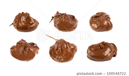 Chocolate Smear Isolated, Melted Chocolate Texture on White Background, Chocolate Sauce Pattern Chocolate Smear Isolated, Melted Chocolate Texture on White Background, Chocolate Sauce Pattern 109548722