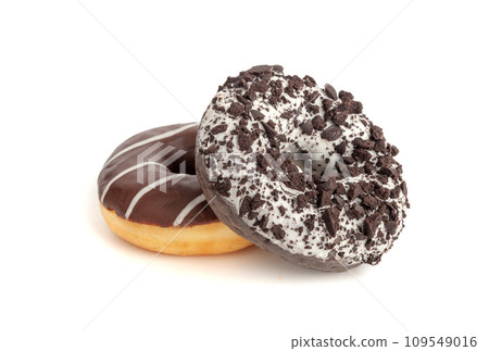 Chocolate Doughnuts Isolated, Brown Donuts 109549016