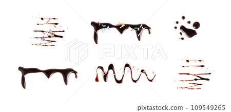 Chocolate Sauce Smear Isolated, Choco Sauce Drop, Cream Line, Melt Chocolate Drizzle Chocolate Sauce Smear Isolated, Choco Sauce Drop, Cream Line, Melt Chocolate Drizzle 109549265
