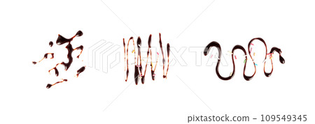 Chocolate Sauce Smear Isolated, Choco Sauce Drop, Cream Line, Melt Chocolate Drizzle 109549345