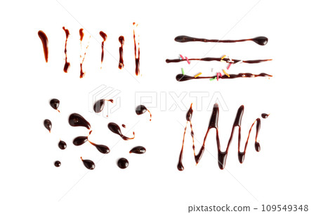Chocolate Sauce Smear Isolated, Choco Sauce Drop, Cream Line, Melt Chocolate Drizzle Chocolate Sauce Smear Isolated, Choco Sauce Drop, Cream Line, Melt Chocolate Drizzle 109549348