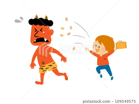 Setsubun demon and children illustration material 109549573