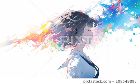 Profile female illustration colorful AI image 109549893