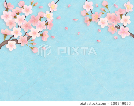 淺藍色背景上的櫻花花瓣 109549933