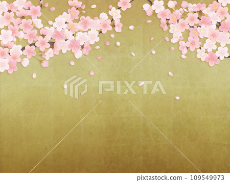 背景設計櫻花與金葉 109549973