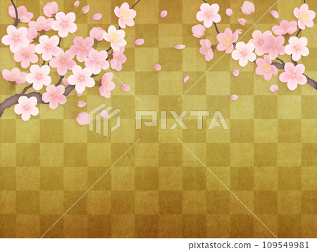 Background design cherry blossoms with gold leaf 109549981