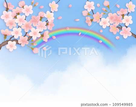 Landscape with cherry blossoms against the blue sky 109549985
