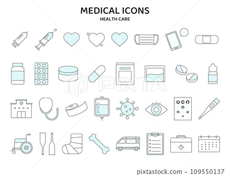 Medical simple icon set vector line line hospital health medical illustration Medical simple icon set vector line line hospital health medical illustration 109550137