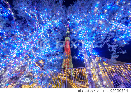 “東京”東京天空樹和聖誕燈飾 “東京”東京天空樹和聖誕燈飾 109550754