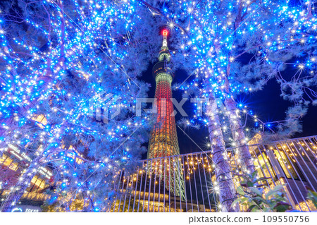 “東京”東京天空樹和聖誕燈飾 “東京”東京天空樹和聖誕燈飾 109550756