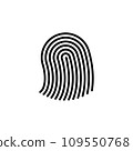 Stylized Finger print black and white icon. Fingerprint lock secure concept. Security logo vector icon illustration of unique fingerprint. 109550768