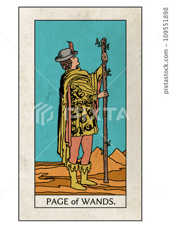 Rider Tarot Minor Arcana Page of Wands Rider Tarot Minor Arcana Page of Wands 109551898