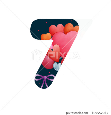 Number seven with Heart balloon 109552017
